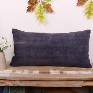 Boho Pillow Sham Cover, Gift Pillow, 12x24 Throw Kilim Pillow, Pillow for Couch, Purple Pillow Cover, Embroidered Lumbar  Pillow,