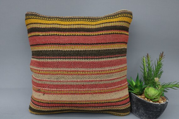 Copri cuscino, federe Kilim, cuscini Kilim, cuscino marrone 12x12, federa a  righe, copricuscino tribale, 2165 -  Italia