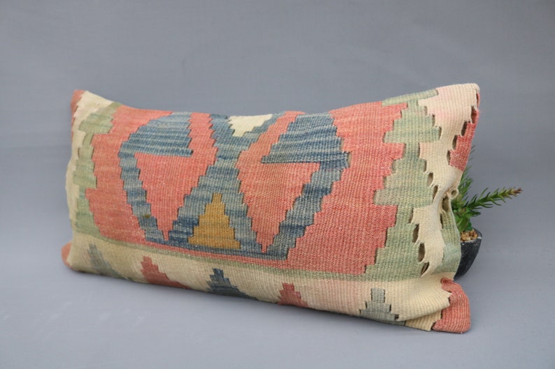 Blue Pillow Aztec Pillow Kilim Pillow Traditional Pillow 5448 Pillow Cover Living Room Pillow Decorative Pillow 12x24 Throw Pillow