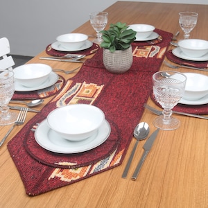 Table Runner Set, Service Rug Placemat, Rug Table Runner and Set Of Six Supla, 12x56, Dinnerware Sets, Patchwork Rug Decoration, 12