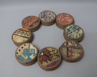 Rustic Coaster, Beer Coaster, Kilim Tea Pad, Gift Coaster, 5x5 inches, Ethnic Coaster Set, Wholesale Kilim Coaster, Washable Coaster,