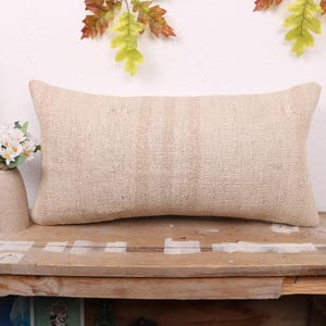 Handmade Kilim Cushion, Kilim Pillow, 12x24 Antique Pillows, Kilim Pillow Cover, Beige Cushion, Decorative Lumbar Pillow Pillow,