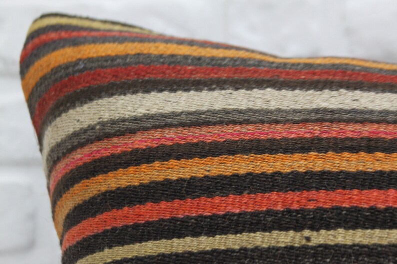 Pillow Covers Anatolian Pillow Big Size Pillow Striped Pillow 28x28 Kilim Pillow Throw Pillows 242 Multicolor Pillow Vintage Pillow
