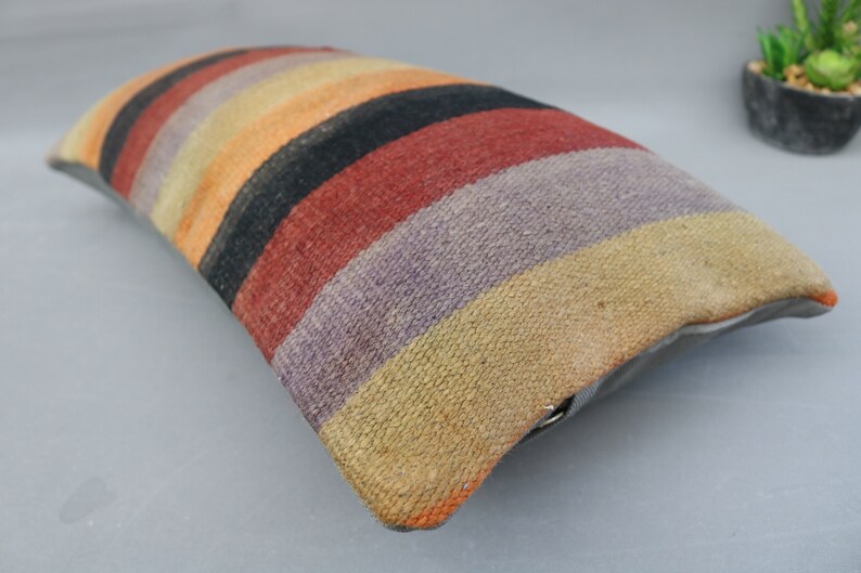 Black Pillow Kilim Pillow Rustic Pillow Pillow Cover 5063 Striped Pillow Throw Pillow Antibacterial Pillow 12x24 Turkish Pillow