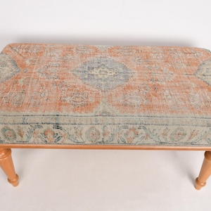 Ottoman Bench, Bench For Bedroom, Piano Bench, Upholstered Bench, Turkish Rug Bench, Kilim Bench, Home Decor Bench, Handmade Bench