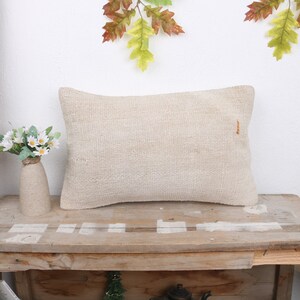 Pillow for Couch, Vintage Kilim Pillow, 12x20 Vintage Kilim Throw Pillow, Ethnical Kilim Pillow, White Pillow, Bedding Pillow, Hemp Pillow,