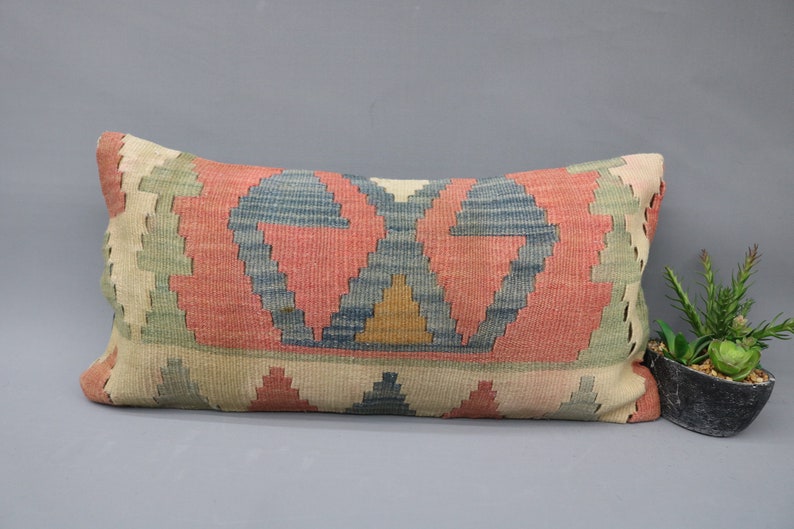 Blue Pillow Aztec Pillow Kilim Pillow Traditional Pillow 5448 Pillow Cover Living Room Pillow Decorative Pillow 12x24 Throw Pillow
