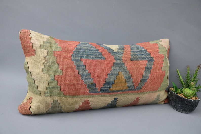 Blue Pillow Aztec Pillow Kilim Pillow Traditional Pillow 5448 Pillow Cover Living Room Pillow Decorative Pillow 12x24 Throw Pillow