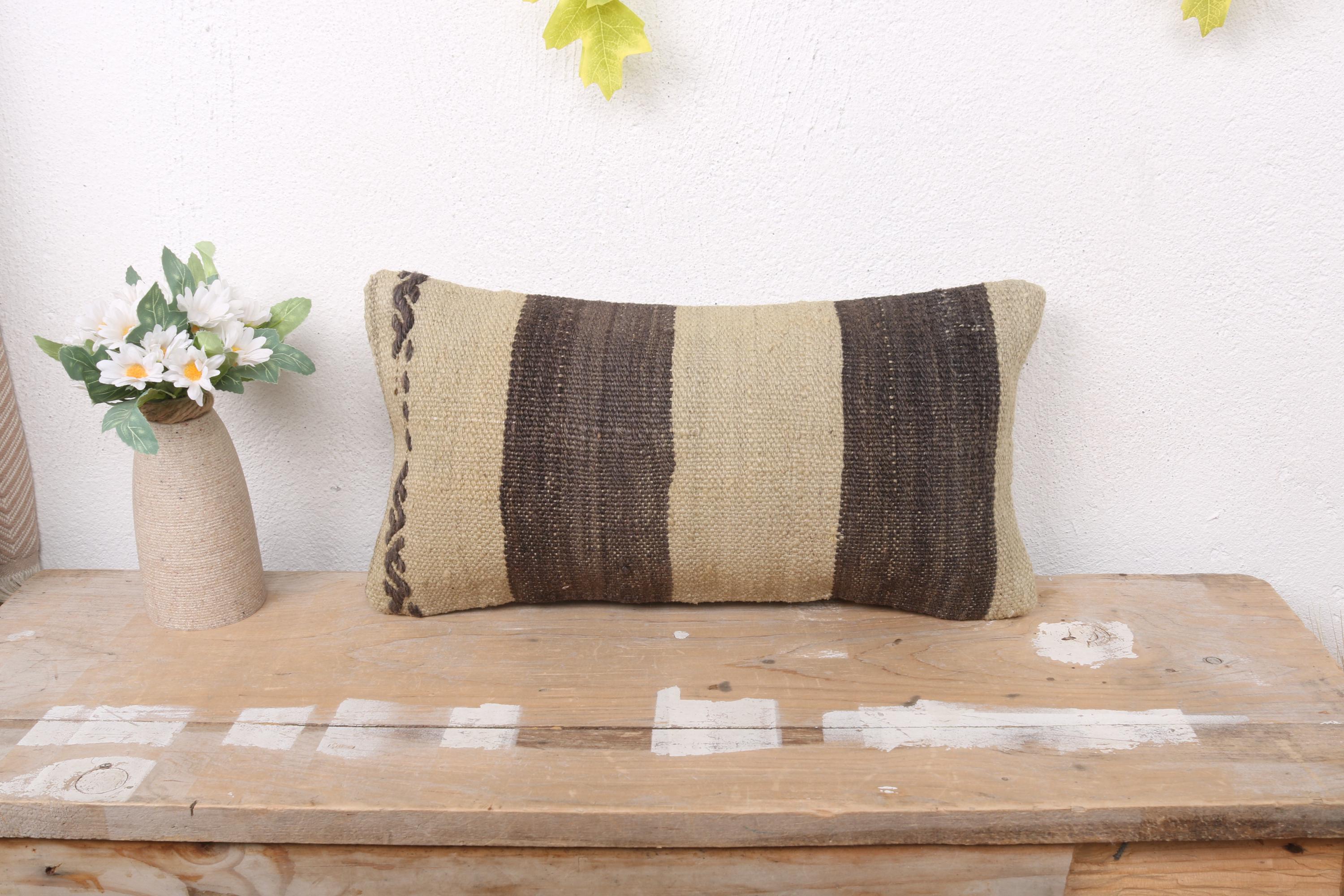 Poduszka kilim vintage, poduszka vintage, poduszka dekoracyjna 8x16, ręcznie robiona poduszka kilim, beżowa poduszka, anatolijska poduszka lędźwiowa,
