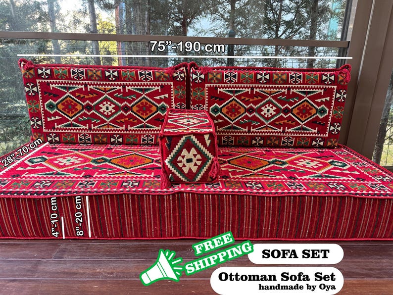Sectional Floor Seating, Majlis Seating, Living Room Floor Sofa Set, Ottoman Floor Seating, Traditional Floor Sofa, U-shaped Floor Cushion, image 4