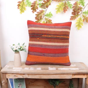 Antique Pillows, Handmade Kilim Cushion, 18x18 Interior Designer Pillow, Turkish Kilim Pillow, Purple Cushion Case, Tribal Pattern Pillow,