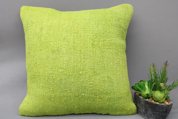 Handwoven hemp pillow green pink yellow , Decorative Kilim pillow cove -  Kilim Pillow Store