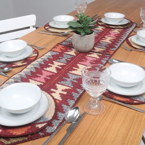 Service Rug Placemat, Table Runner Set, Rug Table Runner and Set Of Six Supla, 12x56, Dinnerware Sets, Patchwork Rug Decoration, 17