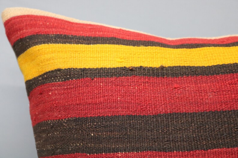 Kilim Pillow 28x28,Kilim Pillow Cover,Outdoor Pillows,Needlepoint Wool,Big Size Kilim Pillow,,Cushion Cover,Red Striped Pillow Cover 477