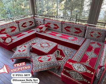Anatolian Floor Seating, Majlis Sofa, Living Room Floor Sofa Set, Ottoman Floor Seating, Traditional Floor Sofa, U-shaped Sofa, Arabic Sofa