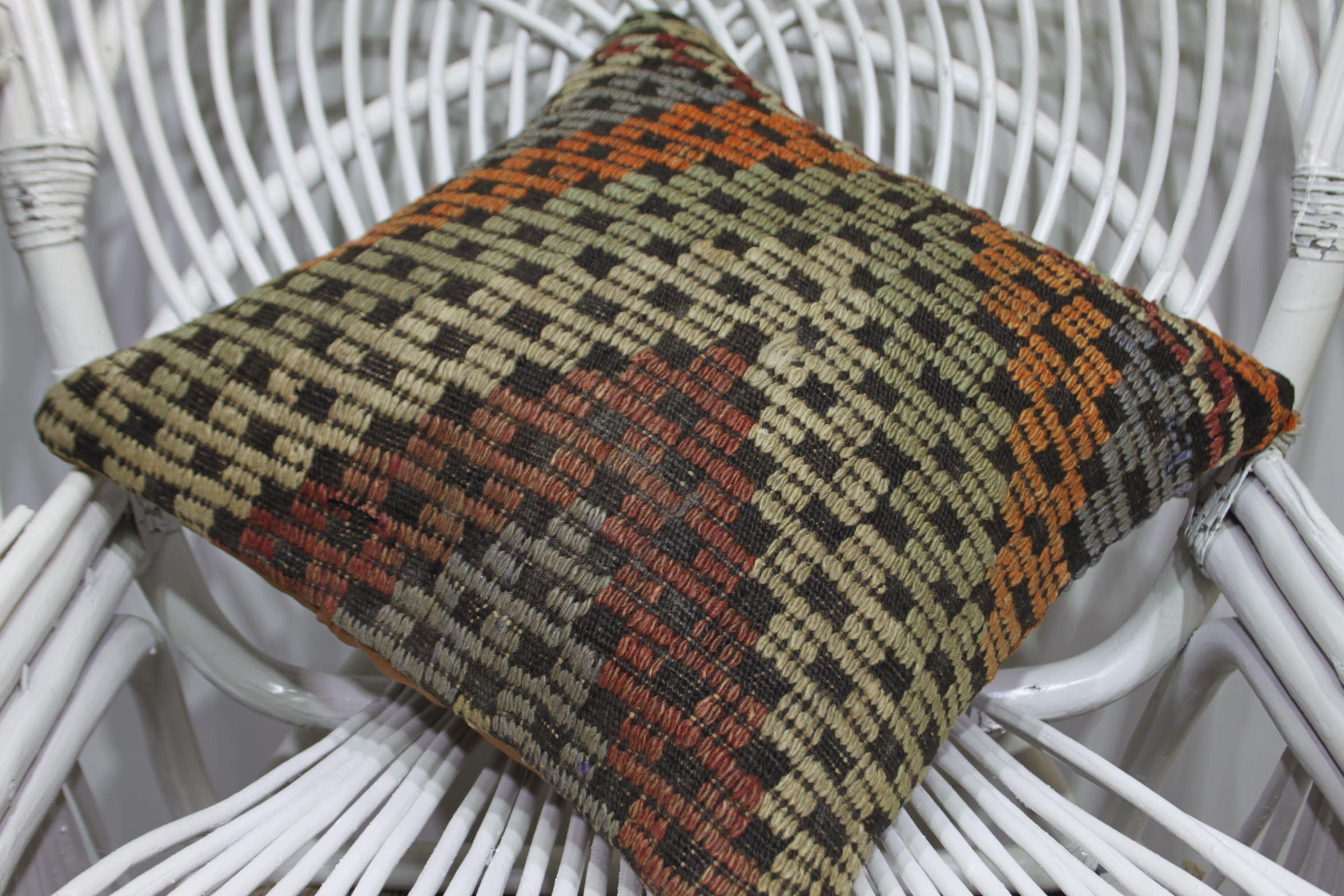 Turkish Pouf Moroccan Pillows 16x16 Sarikaya Kilim Pillows Etsy