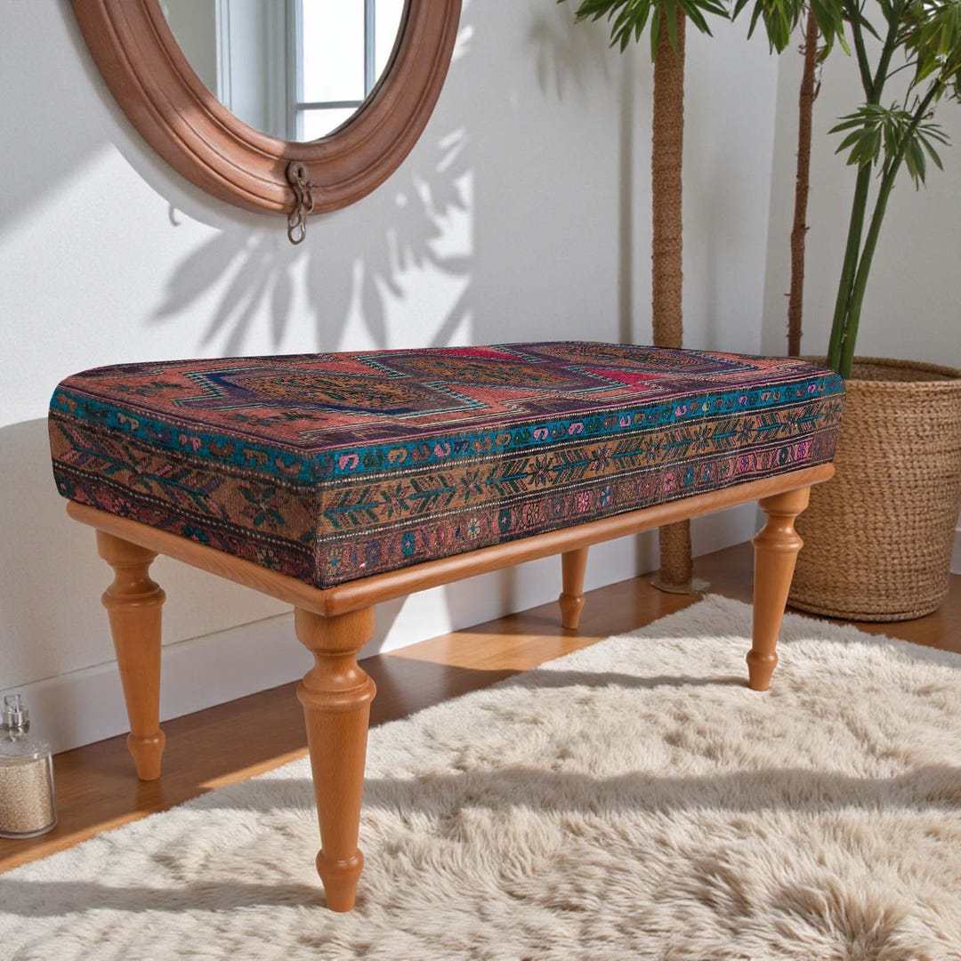 Oriental Pattern Bench, Bench for Bedroom, Handmade Furniture, Window ...