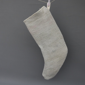 Gift Christmas Stocking, Beige Stocking, Hemp Christmas Socks, Kilim Stocking, Santa Cruz Stocking, Christmas Stocking, Christmas Gift 368