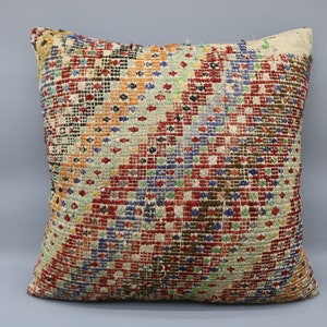 Kilim Pillow Cover 28x28,Pillow Cover,Outdoor Pillows,Needlepoint Wool,Large Embroidered Kilim Pillow,Body Pillow Cover,Cushion Cover 392