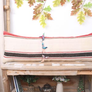 Throw Kilim Pillow, Pillow for Couch, 12x36 Boho Pillow Sham Cover, Kilim Cushion Sham, White Pillow, Patchwork Lumbar Pillow Pillow,