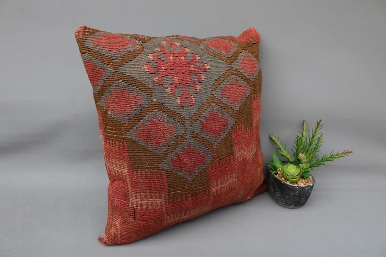 Brown Pillow 8204 Throw Pillow Turkish Pillow Home Decor Pillow Aztec Pillow Pillow Cover 16x16 Natural Kilim Pillow Vintage Pillow