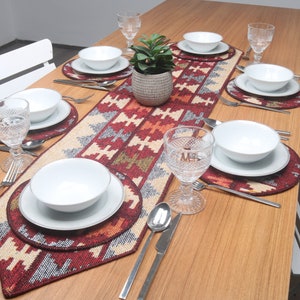 Patchwork Rug Decoration, Table Runner Set, Housewarming Gift, Kitchen Design, 12x56, Dinnerware Sets, Service Rug Placemat, 42