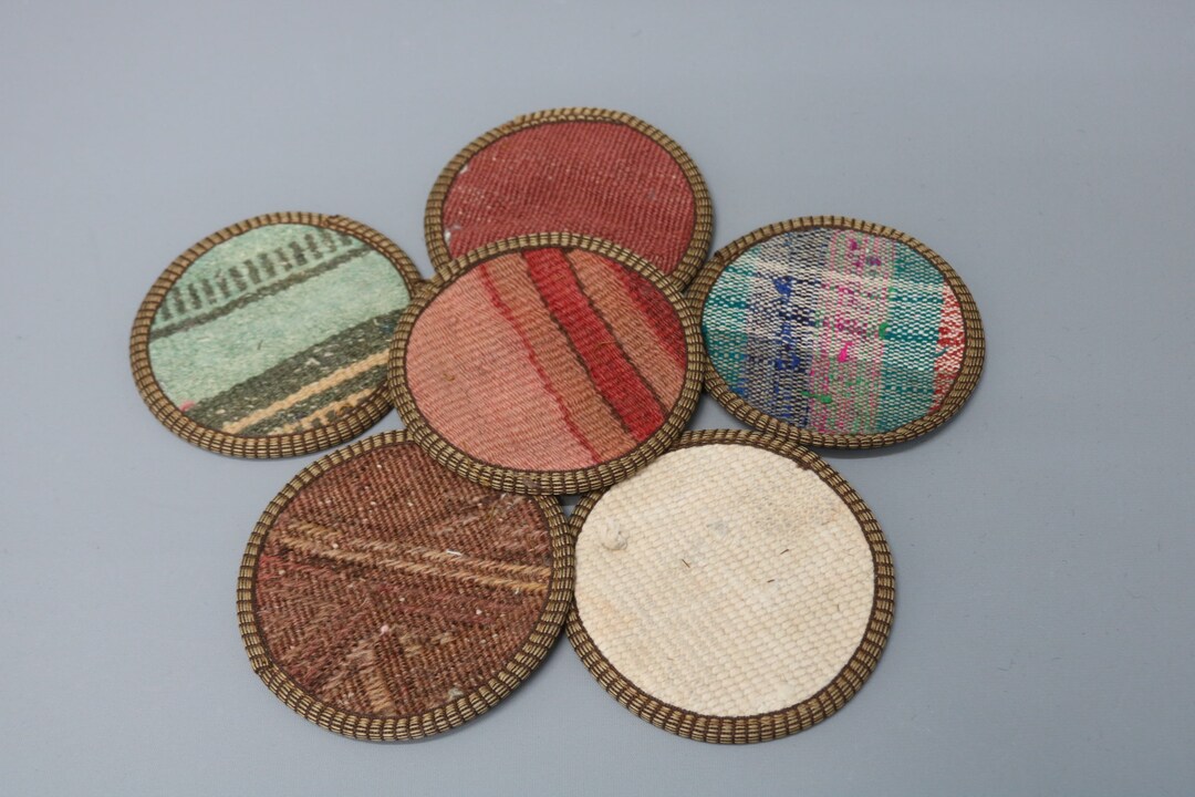 Set of Six, Kilim Coaster, Drink Coaster, Red Coaster, Rug Coaster ...