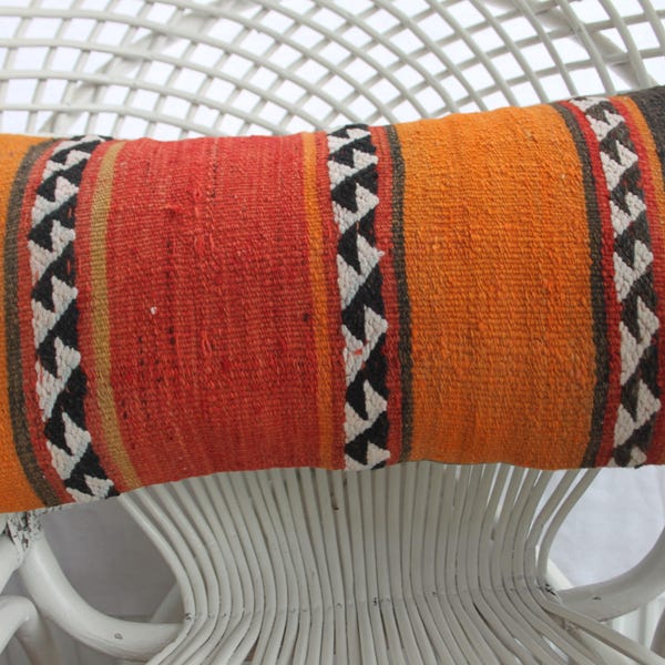 orange pillow red pillow unique pillow boho 12x24 vintage turkish pillow case kilim lumbar pillows cushion cover 30x60 cm throw pillows 1515