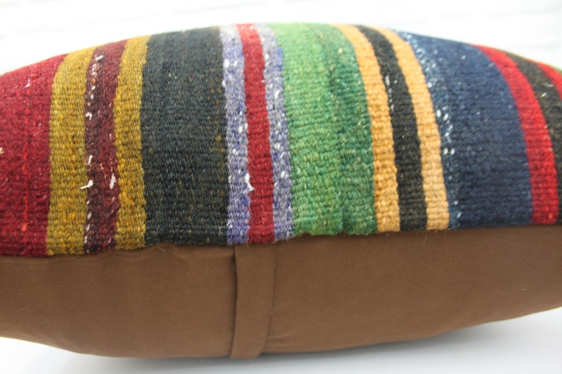 Large Pillow 227 Cushion Cover 28x28 Ethnic Pillow Turkish Kilim Pillow Decorative Pillow Striped Pillow Green Pillow Throw Pillow