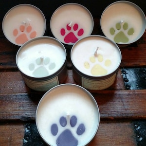 Paw print candle-100 Percent Soy Wax- Rescue Dog- Dog Lover&#39;s Gift- Animal Lovers- Customize Color and Scent