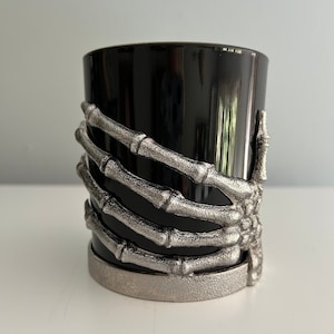 Creepy Skeleton Hand Soy Candle-Halloween Candle-Halloween Decor-Fall Scented Candle-Soy Candle- Black Glass Candle