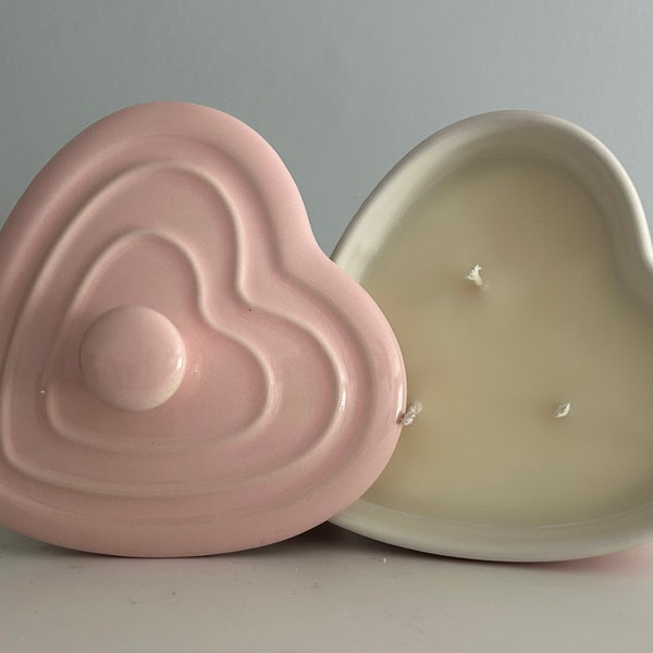 Valentines Heart Candle- Ready to Ship- Triple Wick- Pink Heart Candle - Valentine’s Day Gift- Say I Love You With A Candle