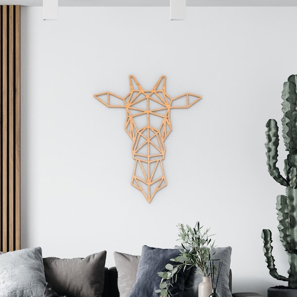 Giraffe Geometric Low Poly Wall Art, Animal Wall Hanging, Wall Decor, Wood Decor, Geometric Shape, Laser Cut, Interior Design, Home Decor