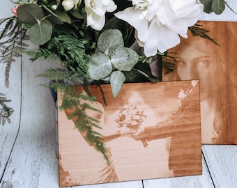 Personalized Laser Engraved Wood Photo, Custom Engraved photo gift for husband or wife, Engraved photo on Wood, Wood portrait, Wood Picture