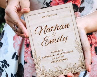 Personalized Wood Wedding Invitation, Real Wood Invitation, Rustic Wedding Invitation