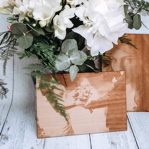 Personalized Laser Engraved Wood Photo, Custom Engraved photo gift for husband or wife, Engraved photo on Wood, Wood portrait, Wood Picture