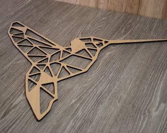 Hummingbird Geometric Low Poly Wall Art, Animal Wall Hanging, Wall Decor, Wood Decor, Colibri Geometric Shape, Laser Cut, Interior Design