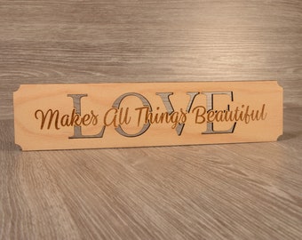 Love Wall Sign, Love Wood Wall Art, Love Wall Decor, Love Wooden Sign, Love Word Art, Love Signs For Home, Love Sign On Wood, Home Decor