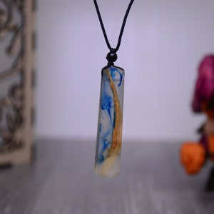 Womens Handcrafted Resin necklace Handmade Wood Resin necklace pendant for women Gift for her Blue Galaxy Resin jewelry for women