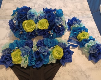 Blueberry lime Floral maternity set