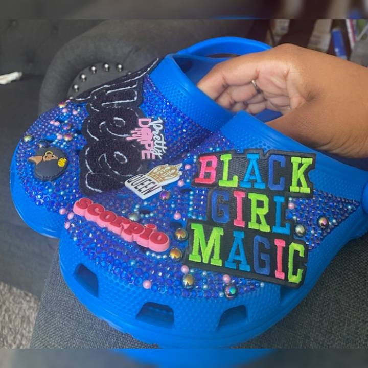 Black Girl Magic Bling Blue Crocs - Etsy