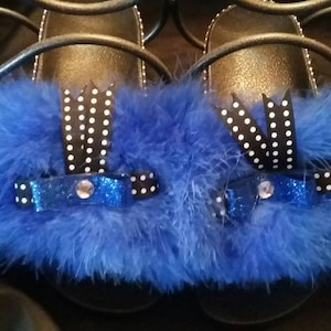 Furry bling name label slippers