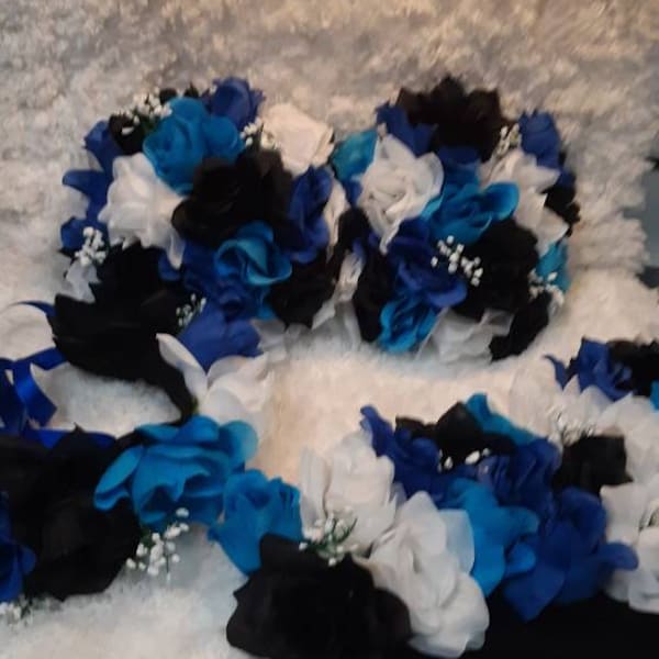 Black ,white , turquoise and navy blue maternity floral bra set