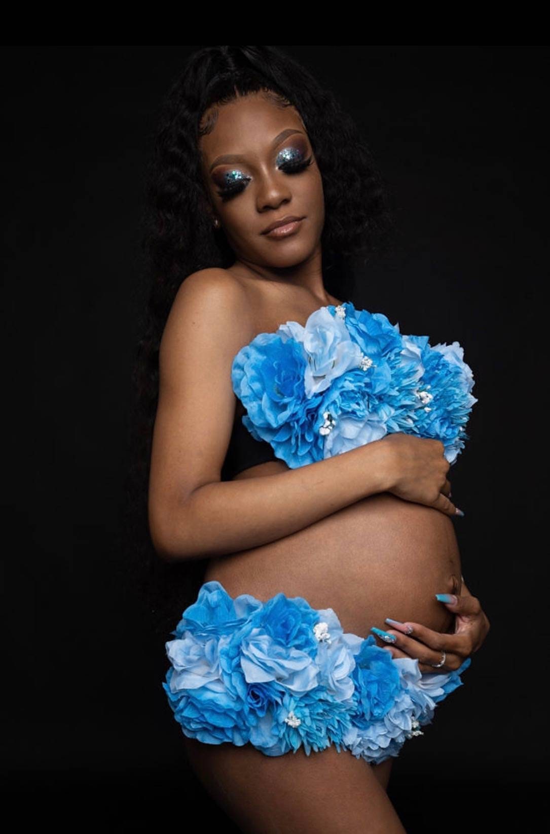 Blue Floral Maternity Bra Set -  Canada