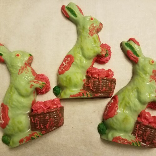 Chocolate Zombie Bunny With Basket Etsy
