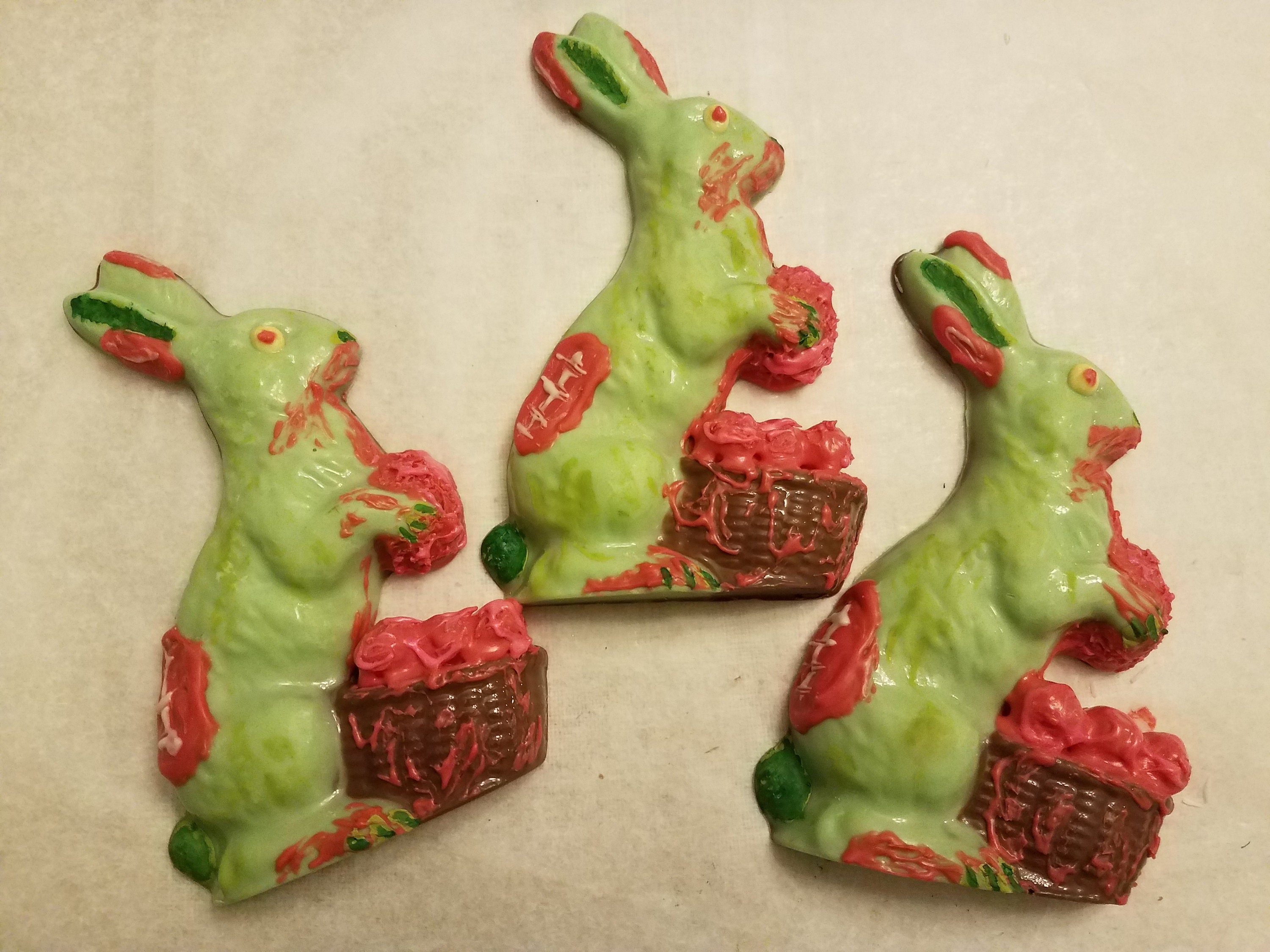 Chocolate Zombie Bunny With Basket Etsy