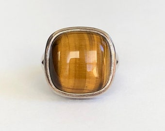 Size 5.75 Ring, 925 Sterling Silver with Tigers Eye Ring, Vintage, Pre-Owned
