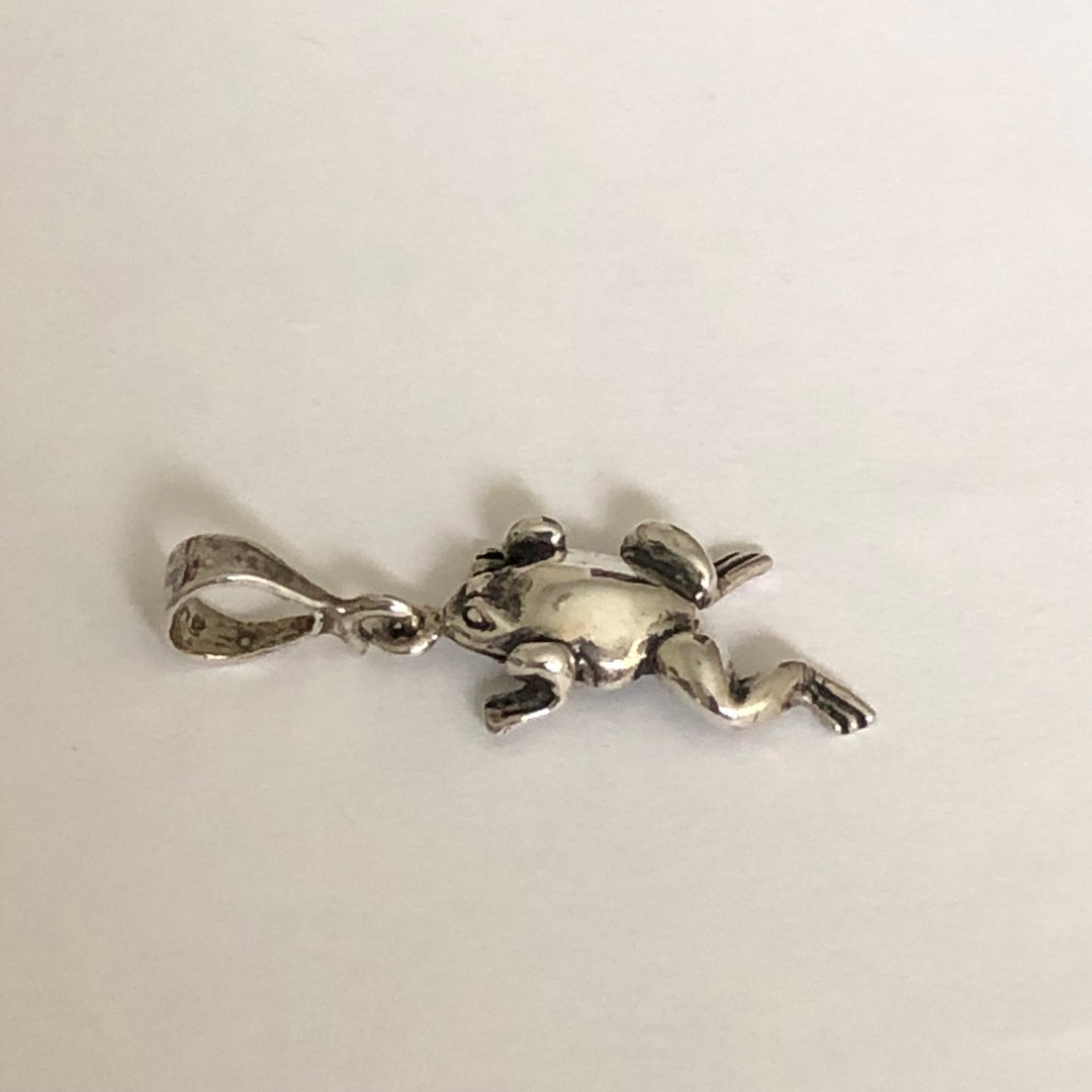 Sterling Silver Frog Pendant, Vintage, Preowned Etsy