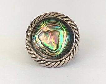 Size 6 Ring, Sterling Silver Abalone Shell Ring, Vintage, Pre-Owned