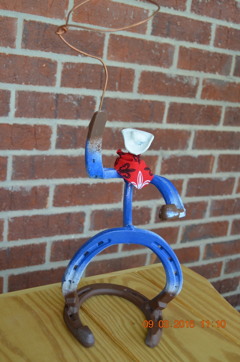 Horseshoe Cowboy with copper lasso Blacksmith Made Etsy
